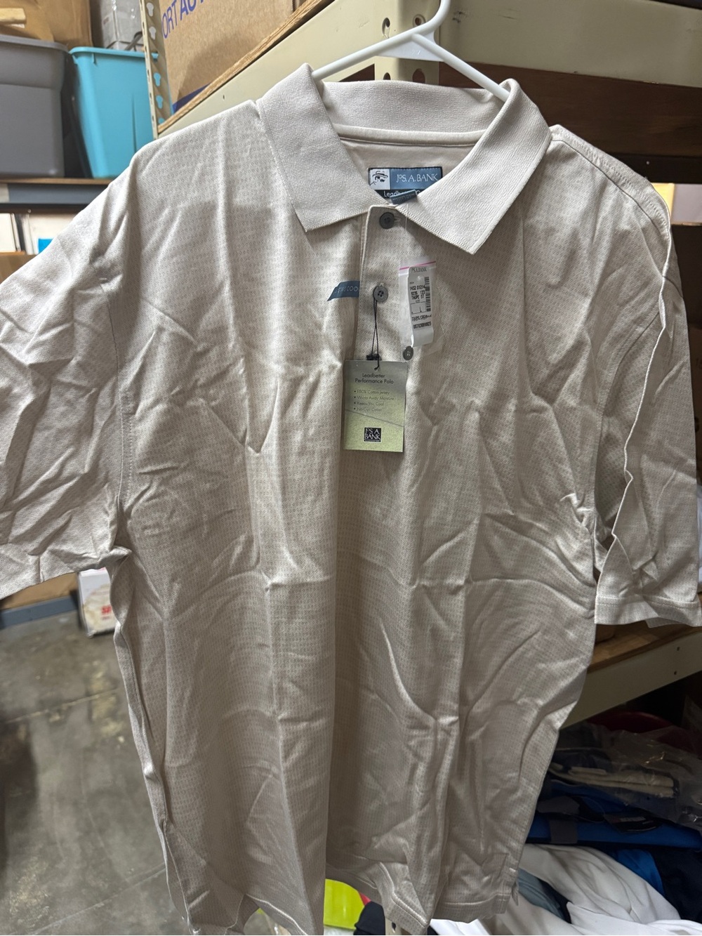 Jos.A.Bank Men’s Polo Shirt in light tan. NWT. Size Large